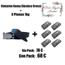 PACK CINTURÓN GOMA ELÁSTICO + 6 PLOMOS 1KG
