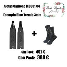 PACK ALETAS CARBONO MB001 + ESCARPIN BLUE TERMIC 3MM