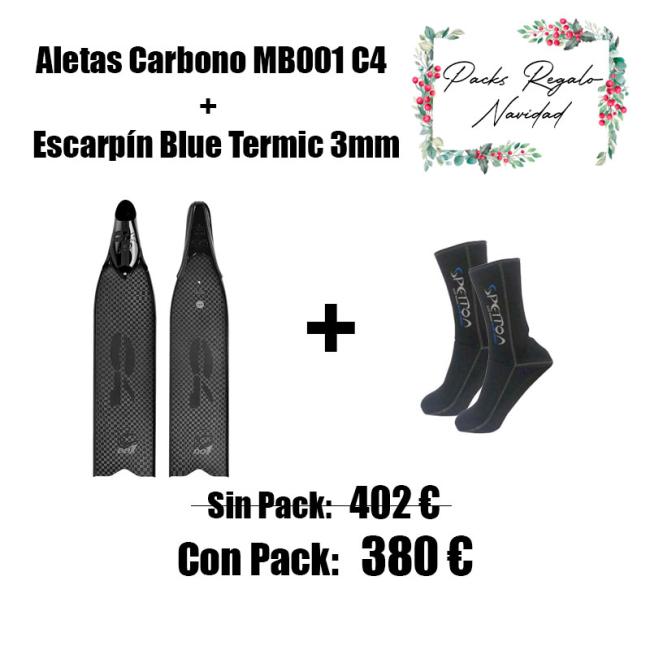 PACK ALETAS CARBONO MB001 + ESCARPIN BLUE TERMIC 3MM