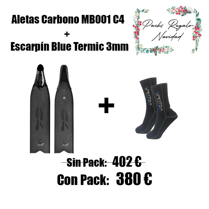 PACK ALETAS CARBONO MB001 + ESCARPIN BLUE TERMIC 3MM