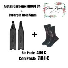 PACK ALETAS CARBONO MB001 + ESCARPIN GOLD 5MM