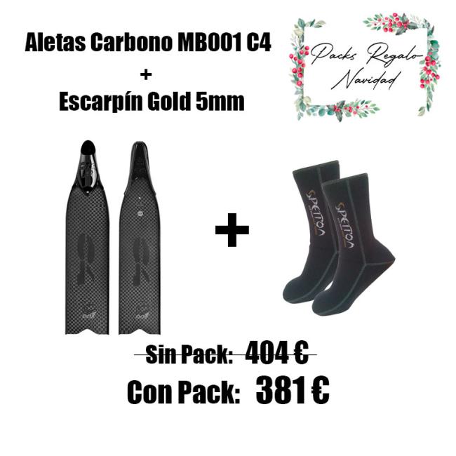 PACK ALETAS CARBONO MB001 + ESCARPIN GOLD 5MM
