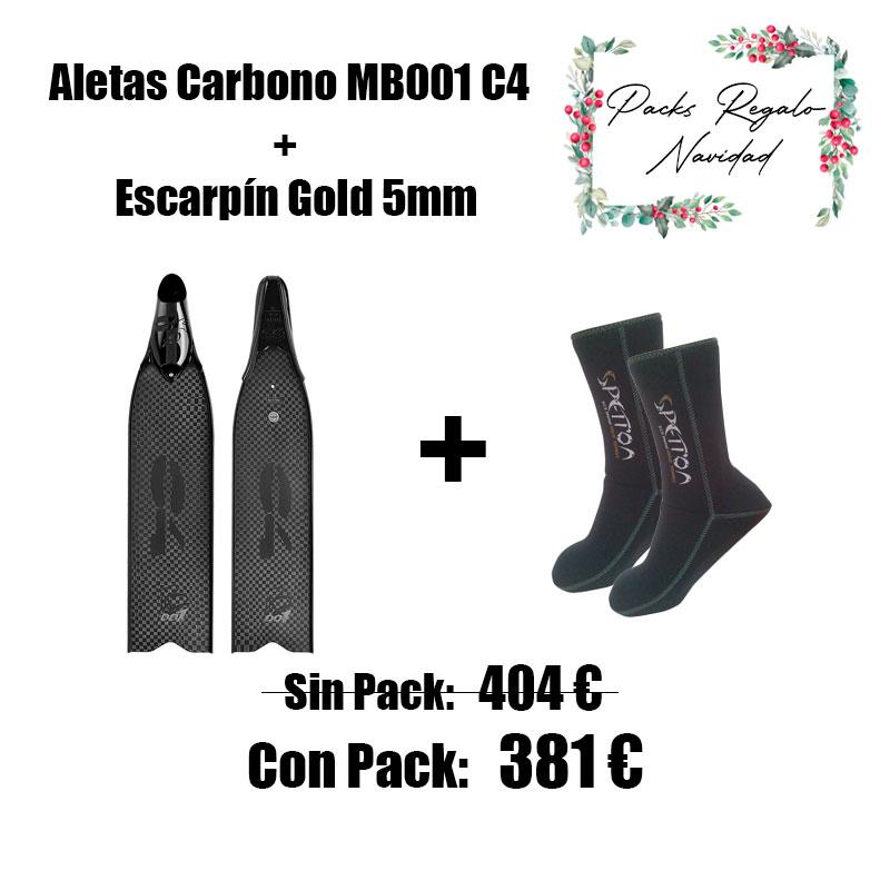 PACK ALETAS CARBONO MB001 + ESCARPIN GOLD 5MM