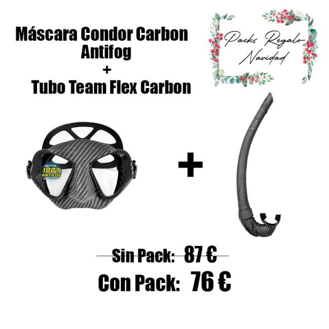 PACK MASCARA CONDOR CARBON ANTIFOG + TUBO TEAM FLEX CARBON