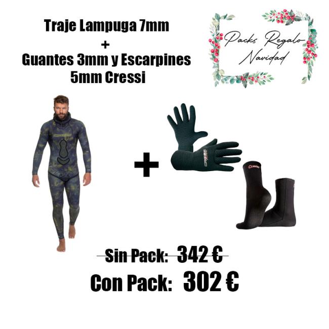 PACK LAMPUGA 7MM + GUANTES Y ESCARPINES CRESSI