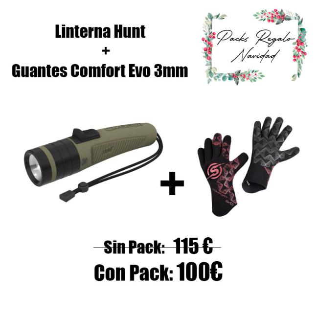 PACK LINTERNA HUNT + GUANTES COMFORT EVO 3MM