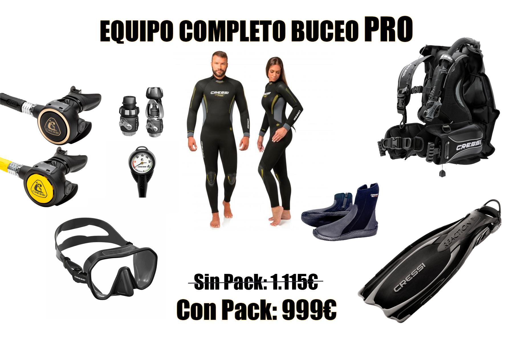 PACK EQUIPO COMPLETO BUCEO PRO
